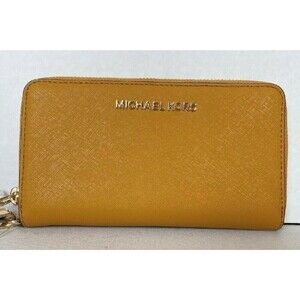 New Michael Kors Jet Set Travel Large Flat phone case Leather Marigold